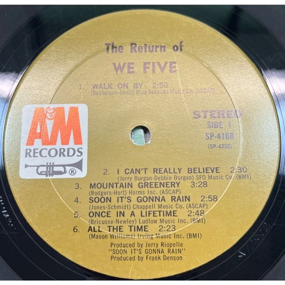 The Return of We Five Rock LP A&M SP 4168 In Shrink 1969 VG+ - Picture 2 of 6